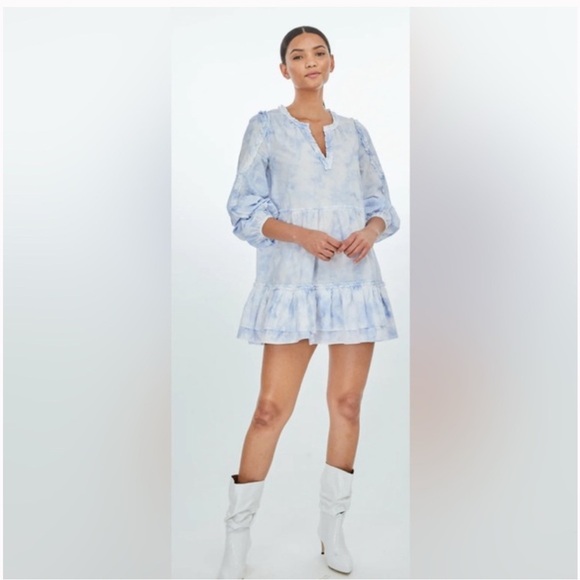 Generation Love lilac tie dye mini dress with ruffle details and tiers sz M EUC - Picture 10 of 11